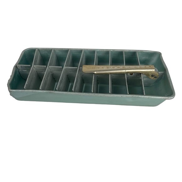 Vintage Quickube Blue Green Ice Cube Tray Release Handle Aluminum - Picture 3 of 10